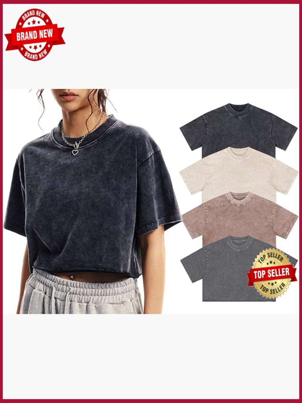 Oversized Cropped Vintage Tee Short Sleeve Cotton Grunge Top